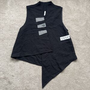 Xiao Sleeveless Top Vest Womens Small Black Lagenlook Artsy Asymetric Plaid